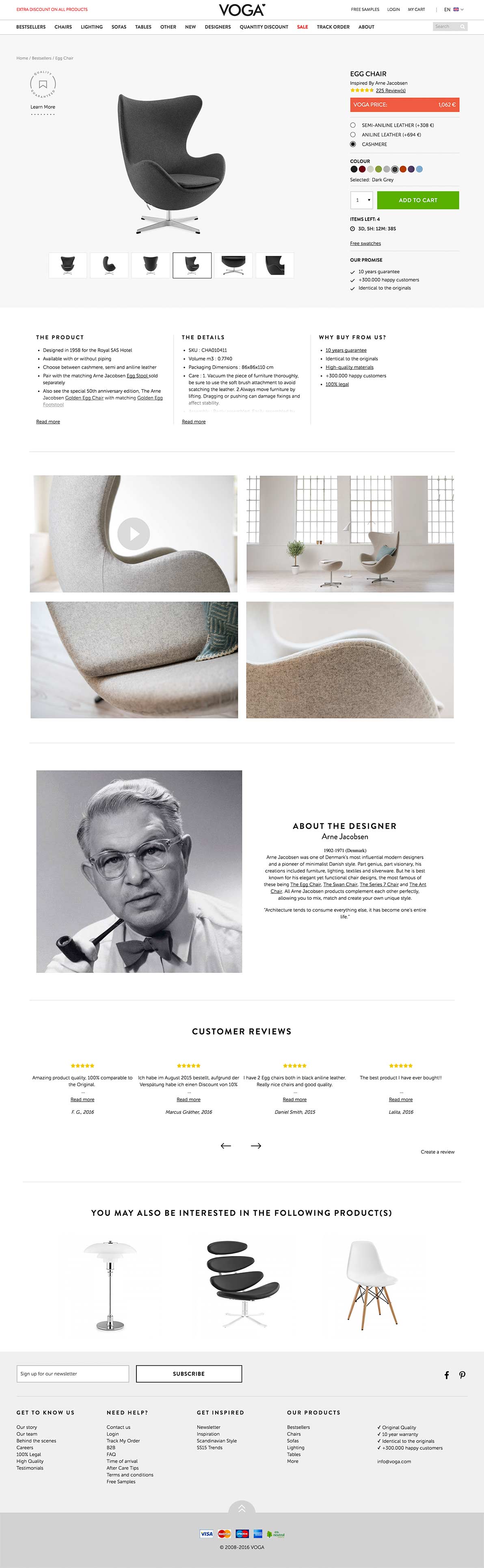 Webdesign voga productpage design, graphic design with UX designer