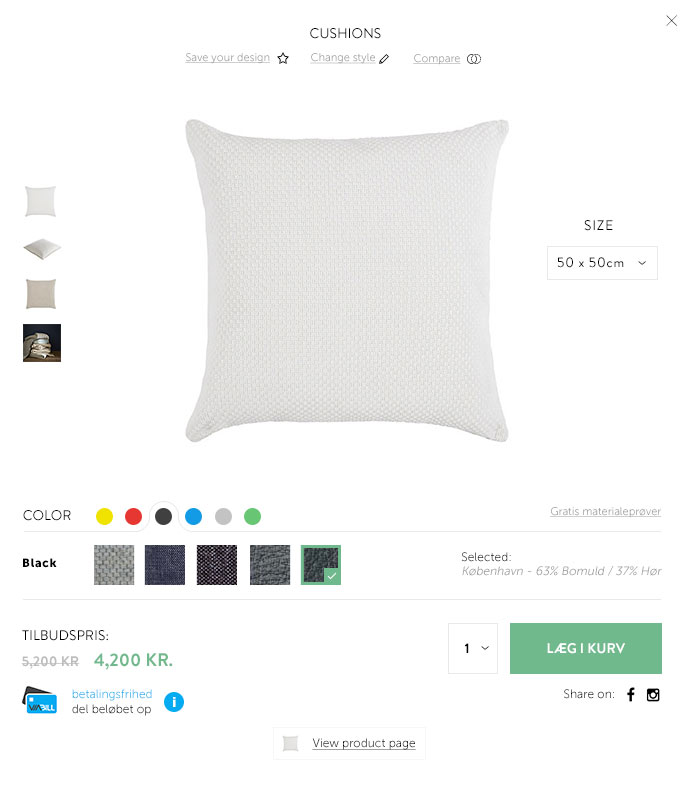 Webdesign of nordicsofa related product design, graphic design with UX designer